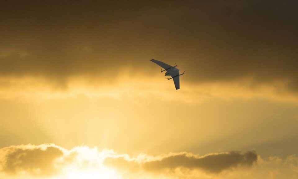DeltaQuad drone flying